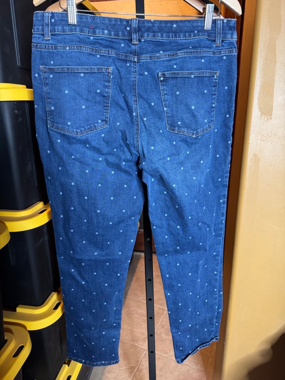 Talbots Simply Flattering Ankle Jeans Size 14 Polka Dot Stretch Denim Straight - Picture 6 of 7